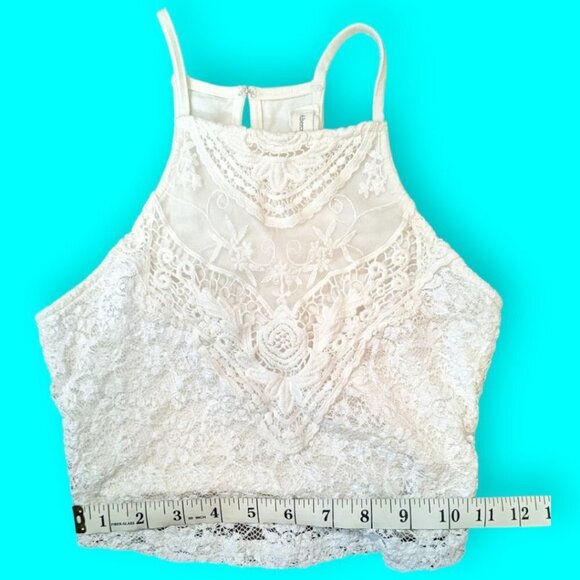 Abercrombie & Fitch 2000's Crochet Lace Crop Tank Top Size Extra Small - Picture 7 of 10